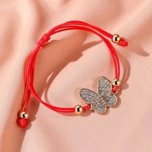 Red Robe Rhinestone Butterfly Bracelet